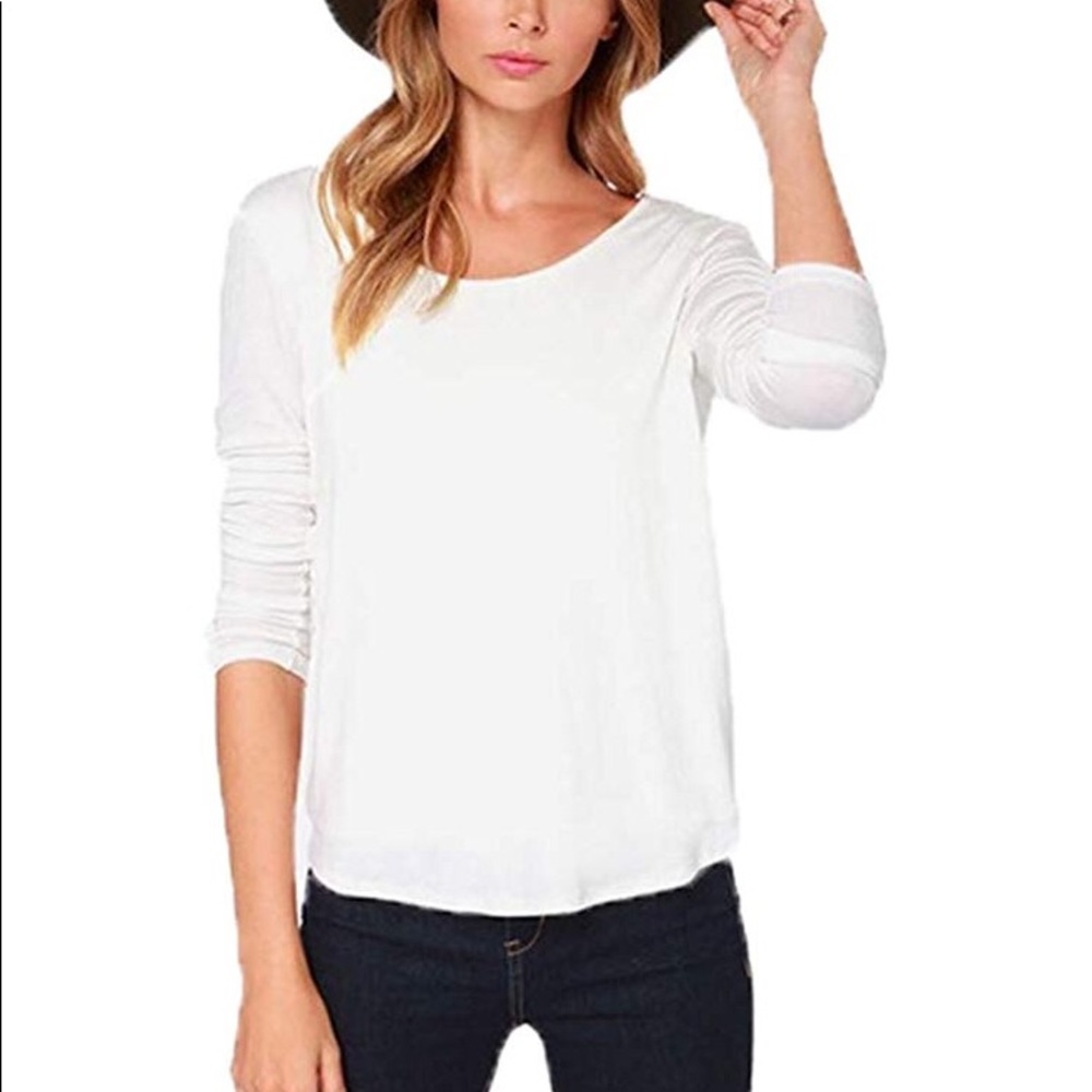 White Sexy Drape Blouse Top